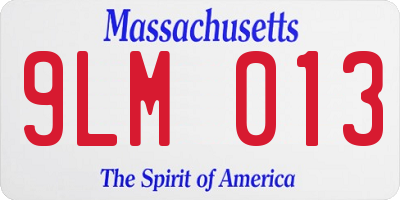MA license plate 9LM013