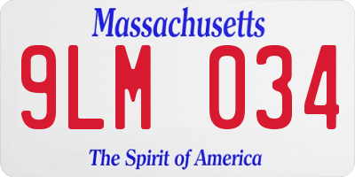 MA license plate 9LM034