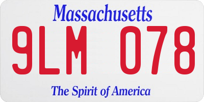 MA license plate 9LM078