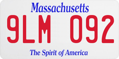 MA license plate 9LM092