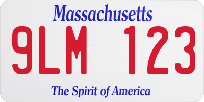 MA license plate 9LM123