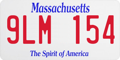 MA license plate 9LM154