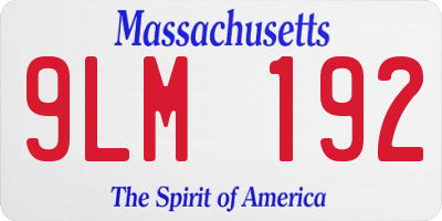 MA license plate 9LM192