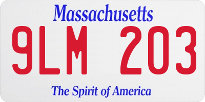MA license plate 9LM203