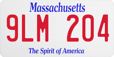 MA license plate 9LM204