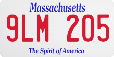 MA license plate 9LM205