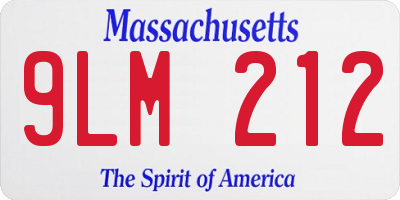 MA license plate 9LM212