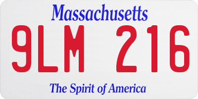 MA license plate 9LM216