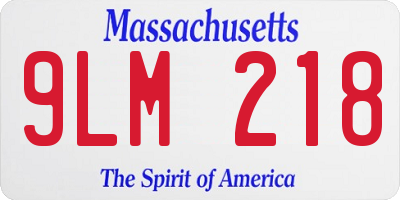 MA license plate 9LM218