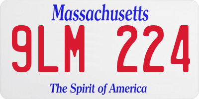 MA license plate 9LM224