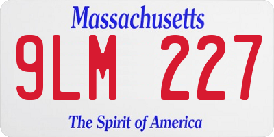 MA license plate 9LM227