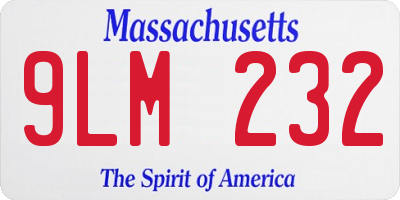 MA license plate 9LM232