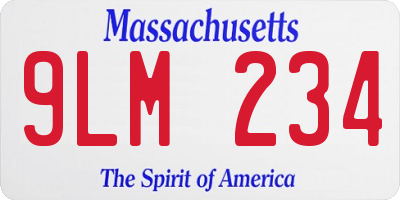MA license plate 9LM234