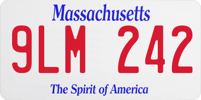 MA license plate 9LM242