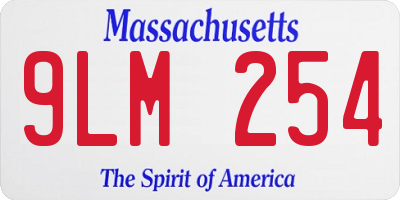 MA license plate 9LM254