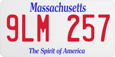 MA license plate 9LM257
