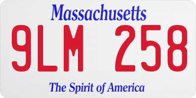 MA license plate 9LM258