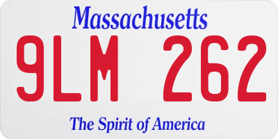 MA license plate 9LM262