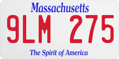 MA license plate 9LM275