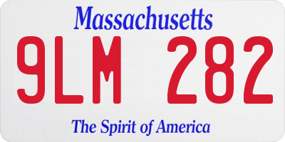 MA license plate 9LM282