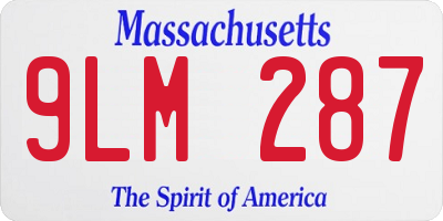 MA license plate 9LM287