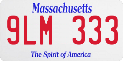 MA license plate 9LM333