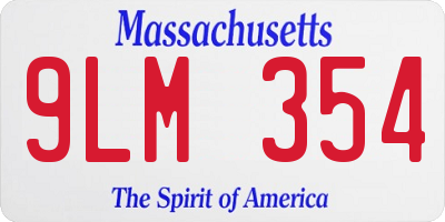 MA license plate 9LM354