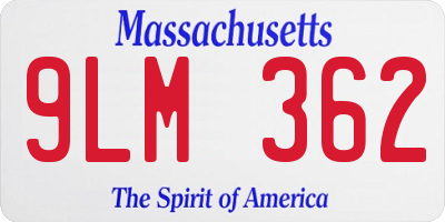 MA license plate 9LM362