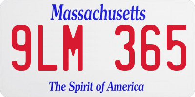MA license plate 9LM365