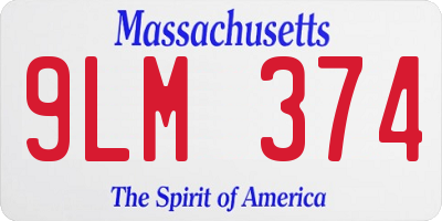 MA license plate 9LM374
