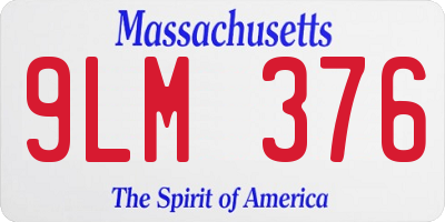 MA license plate 9LM376