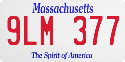 MA license plate 9LM377