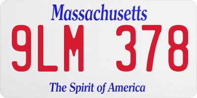 MA license plate 9LM378