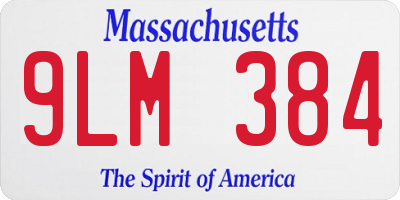 MA license plate 9LM384