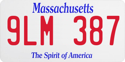 MA license plate 9LM387
