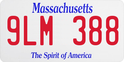MA license plate 9LM388