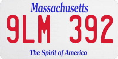 MA license plate 9LM392