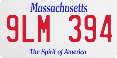 MA license plate 9LM394