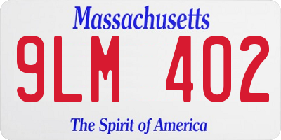MA license plate 9LM402