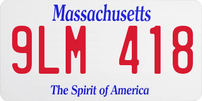 MA license plate 9LM418