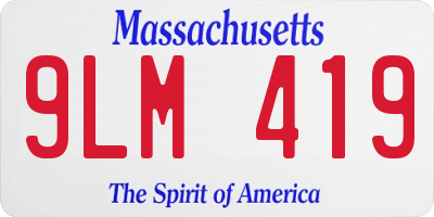 MA license plate 9LM419
