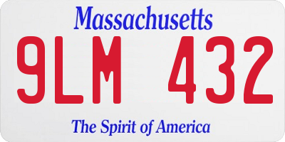MA license plate 9LM432