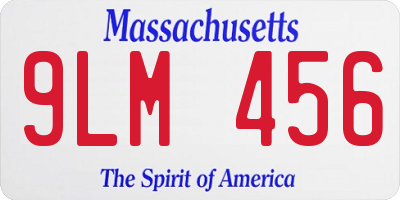 MA license plate 9LM456