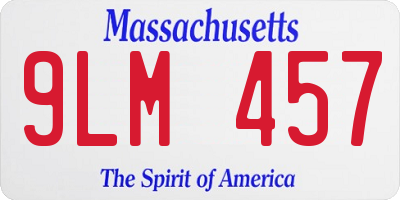 MA license plate 9LM457