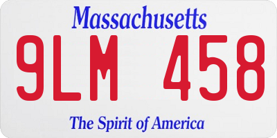 MA license plate 9LM458