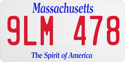 MA license plate 9LM478