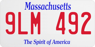 MA license plate 9LM492
