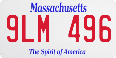 MA license plate 9LM496