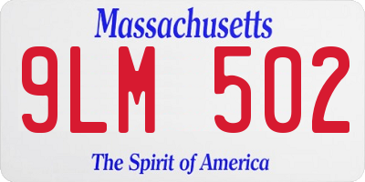 MA license plate 9LM502