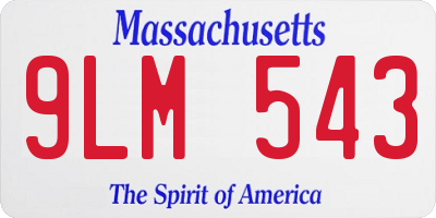 MA license plate 9LM543